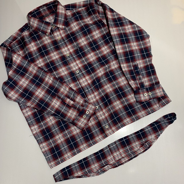 ネルシャツ　着丈詰め　　Flannel shirt length  shorten　AFTER