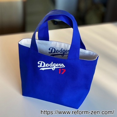 ドジャース 大谷翔平 17番 ブルー×ホワイト ミニトートバッグ リバーシブル ドジャース 大谷翔平 17番 ブルー×ホワイト ミニトートバッグ リバーシブル