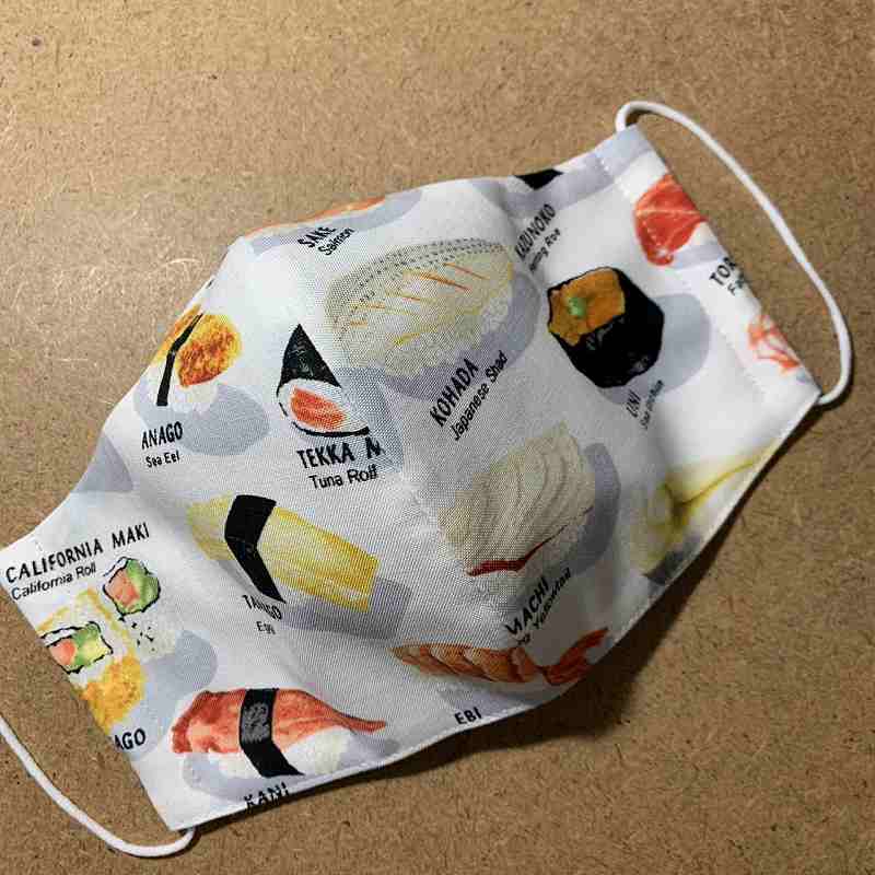 【夏用】　ロバートカフマン　寿司　Ｌサイズ　マスク　マスクカバー　sushi face mask