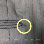写真:スラックスの後ろポケットの破れ修理・補修 お直し前